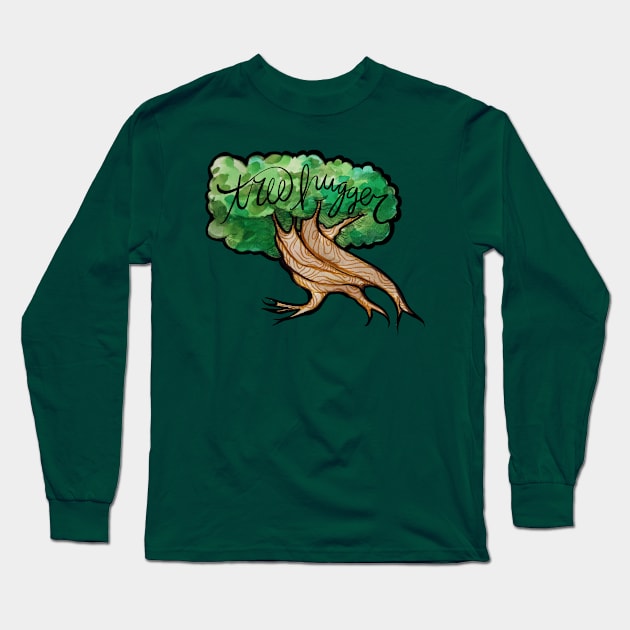 Tree Hugger Swirly Tree Bark Long Sleeve T-Shirt by bubbsnugg